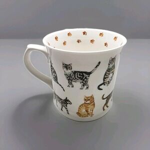 Cooksmart England Fine China Cat Lover Mug Paw Prints Coffee Mug Cup Kitschy